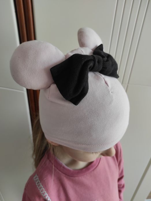 Czapka dla dziewczynki uszy Miki kokarda