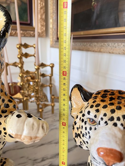 Figura rzezba geparda lamparta ceramiczna terakota made In Italy