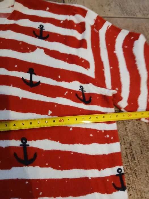 Кофта MARCCAIN розмі. М, червона полоску, принт якори, дефектів нема