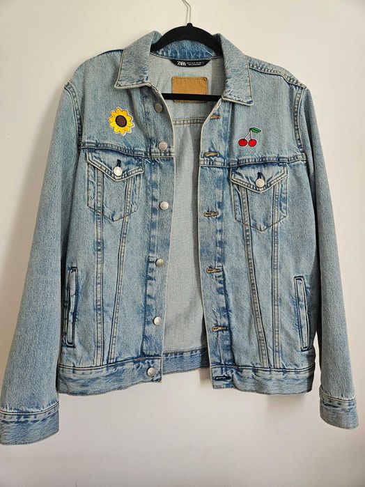 Kurtka damska jeansowa Zara naszywki
