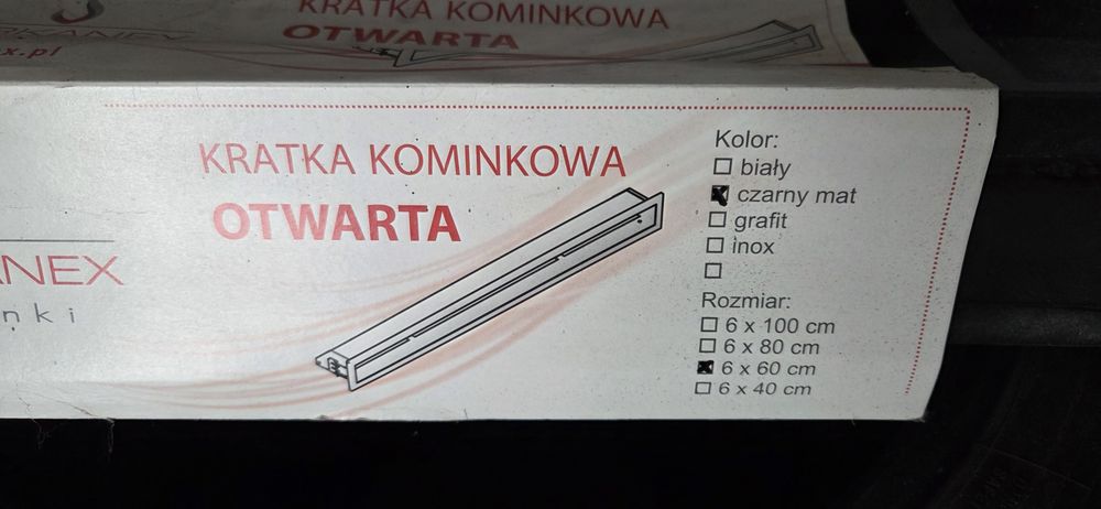 Kratka kominkowa otwarta czarna Parkanex 6x60cm
