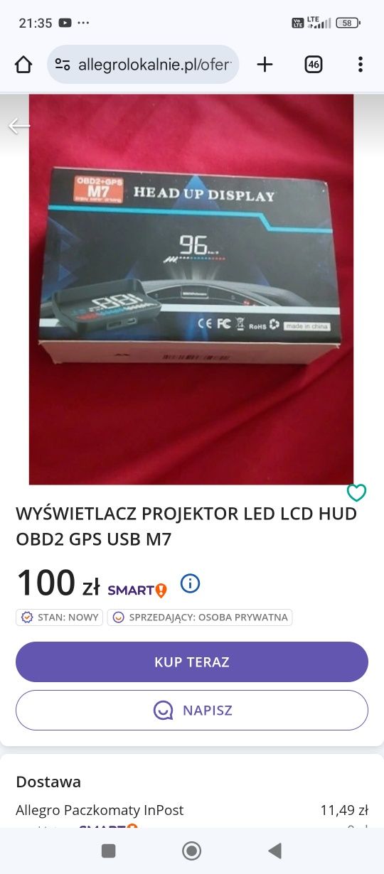 Wyświetlacz projektor LED LCD HUD USB M 7