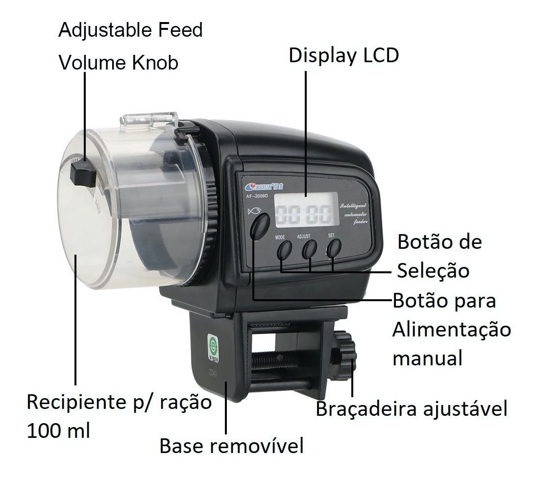 Z752 Comedouro Alimentador Automático Digital Aquário Peixe Peixes