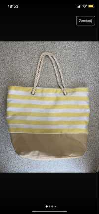 Żółta torba plażowa w paski