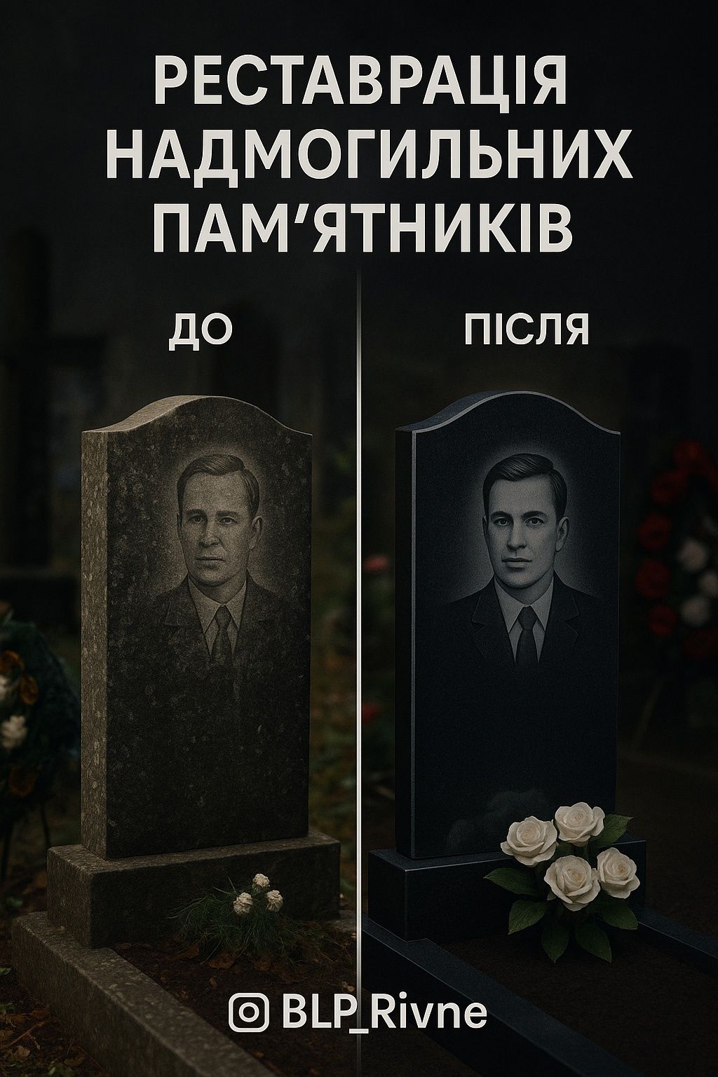 Реставрація, вирівнювання, встановлення надмогильних пам'ятників