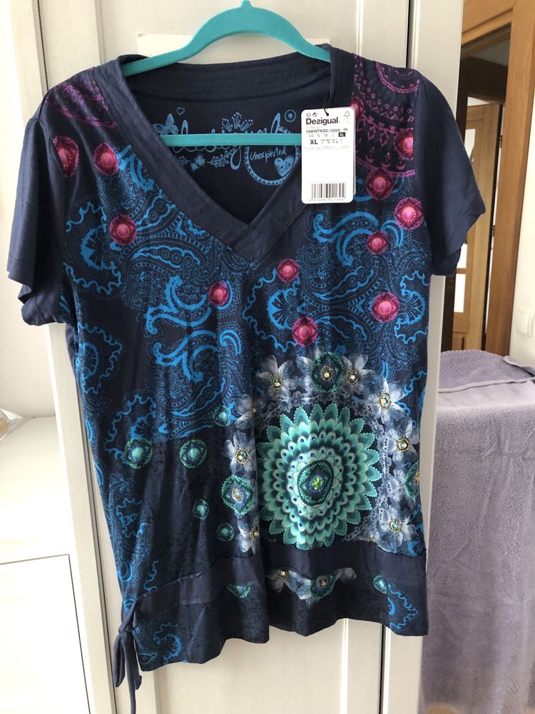 Piękna bluzka tunika Desigual granat L/XL