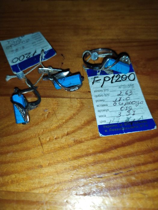 Срібний набір з бірюзою 17розмір