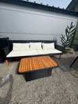 3-osobowa sofa ogrodowa z poduszkami, rattan PE, czarny