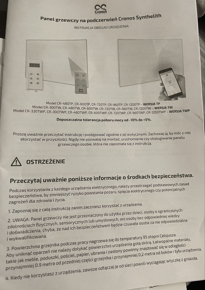 Panel grzewczy na podczerwien CRONOS
