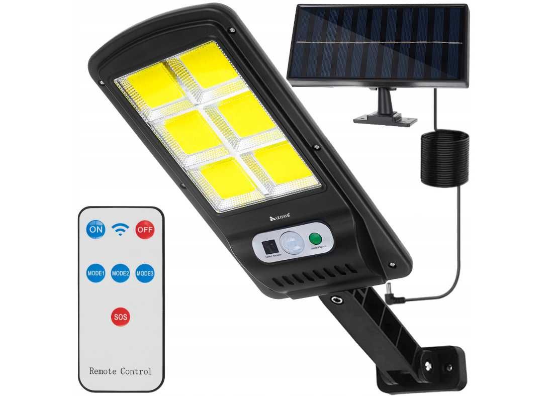 LAMPA SOLARNA 120LED COB z panelem zewnętrznym UCHWYT mocna 1726