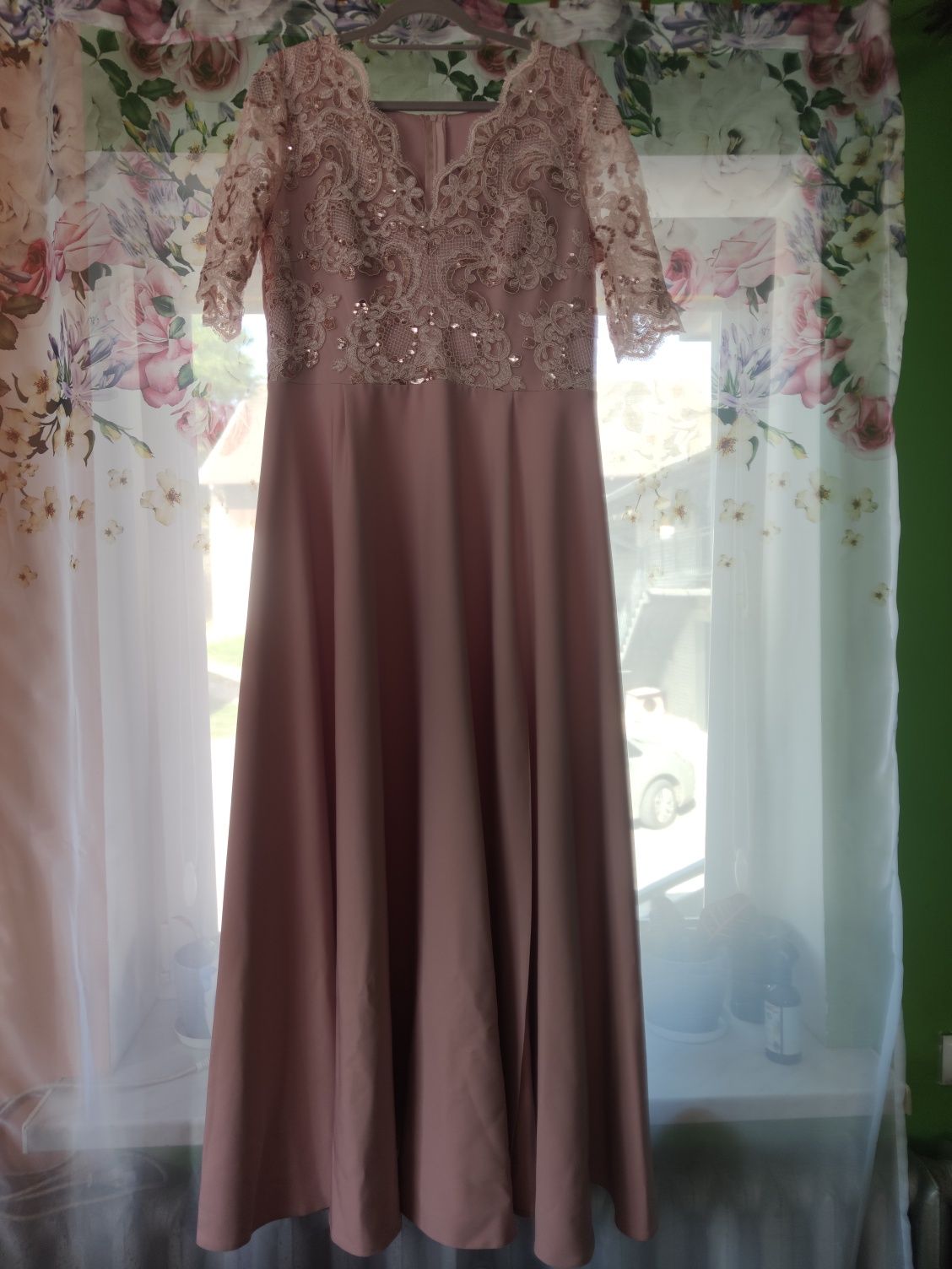 Sukienki długie na wesele /bal rozmiar 44-46 pudrowy róż
