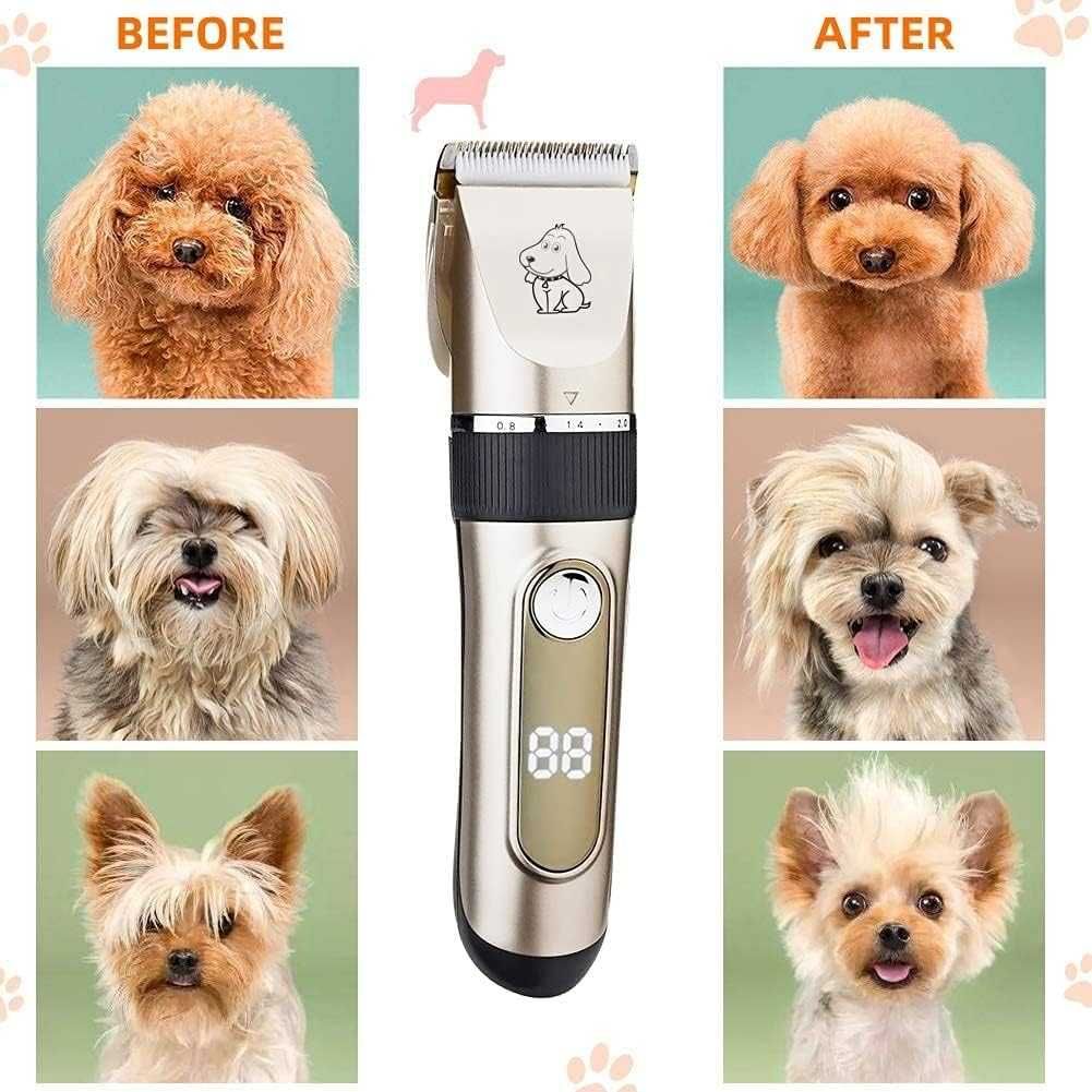 Máquina de tosquiar corta pelos animais Nova Cães Gatos com acessórios