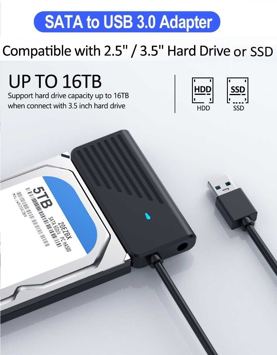 USB 3.0 в SATA переходник для дисков 3.5"/2.5" HHD / SSD и CD/DVD