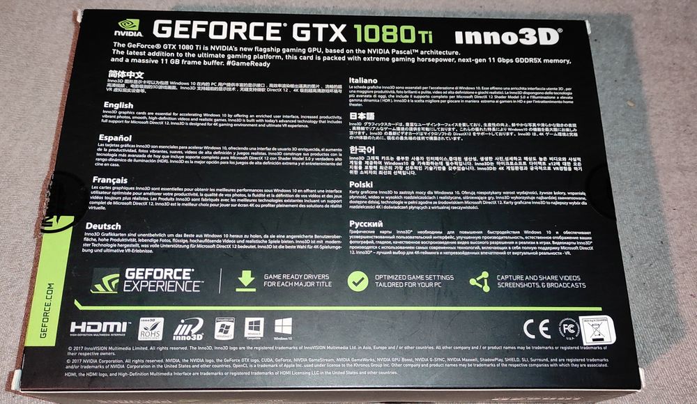 Karta graficzna NVIDIA 1080ti versja MAC pro