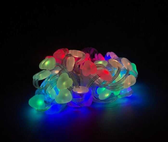Розумна RGB LED-гірлянда сердечка 10м 66 пульт Smart USB IP65