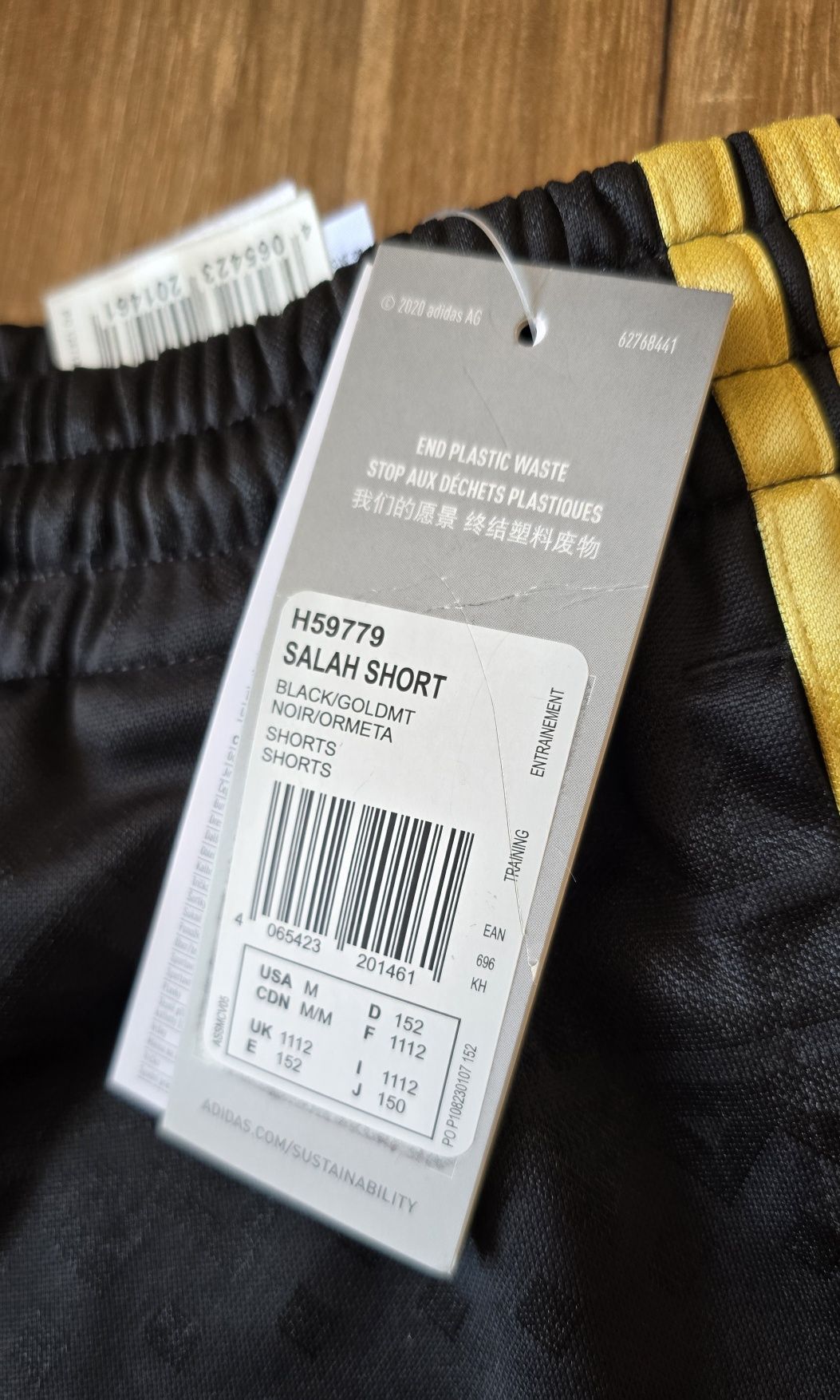 Nowe oryginalne spodenki Adidas Salah Junior - Czarne roz 152