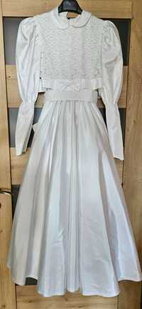 Suknia komunijna z tafty biała