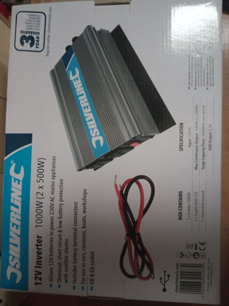 Sprzedam przetwornicę silverline 12 V 230 V 1000 W