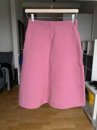 Różowa spódnica midi w literę A, vintage PRL