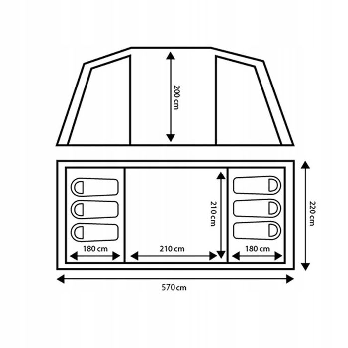 WIELKI namiot TURYSTYCZNY kempingowy 6 osobowy 2 Sypialnie WODOODPORNY