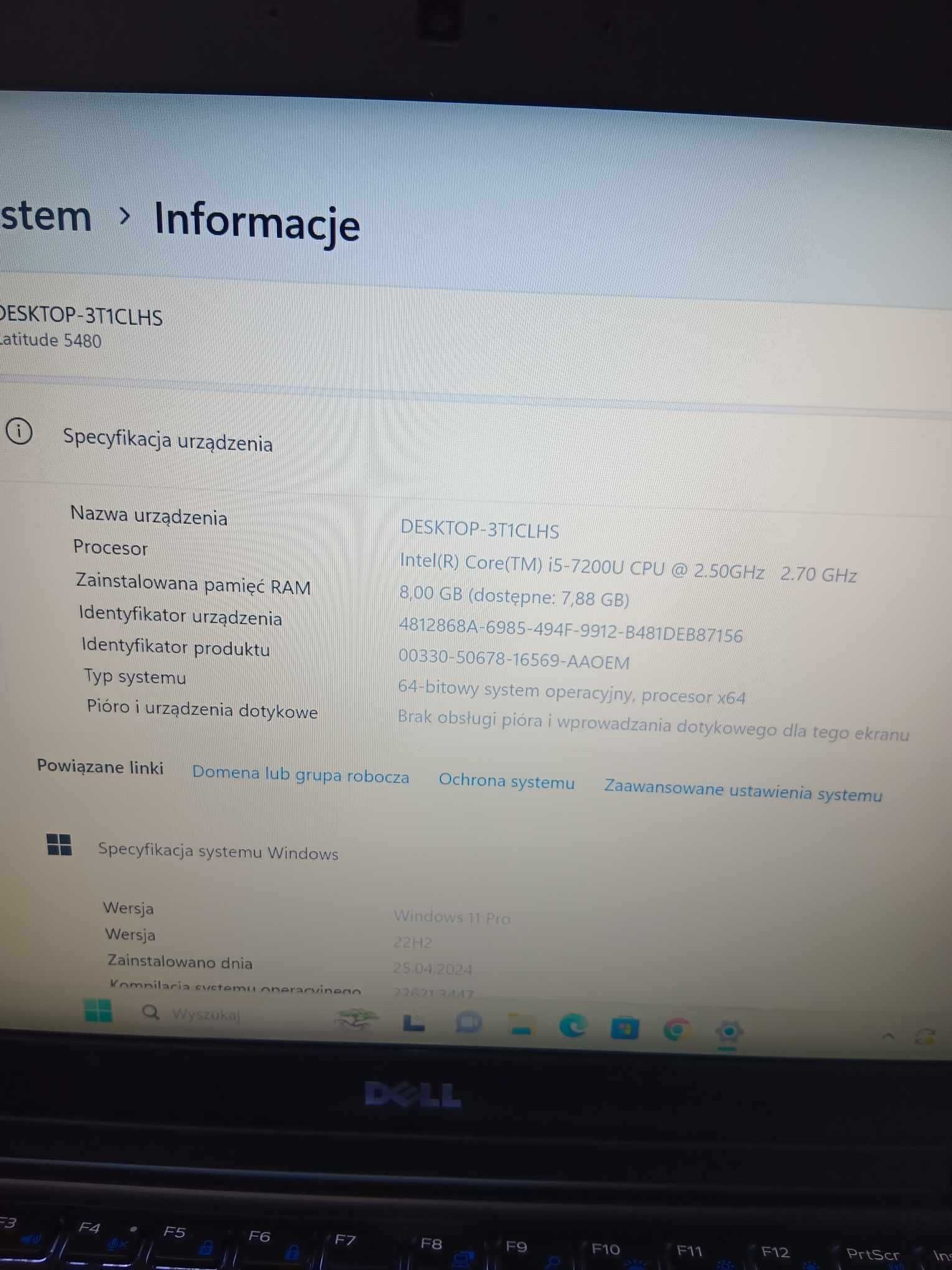 Klasa Biznes Dell 5480 I5 7200U/8gb/240SSD/14HD/Windows 11