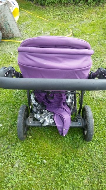wózek spacerowy O BABY fioletowy z pokrowcem koła pompowane