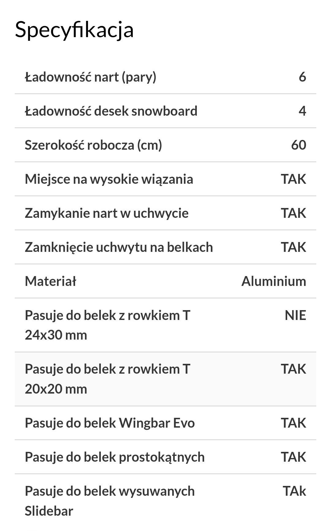 Bagażnik dachowy na narty/snowboard z belkami