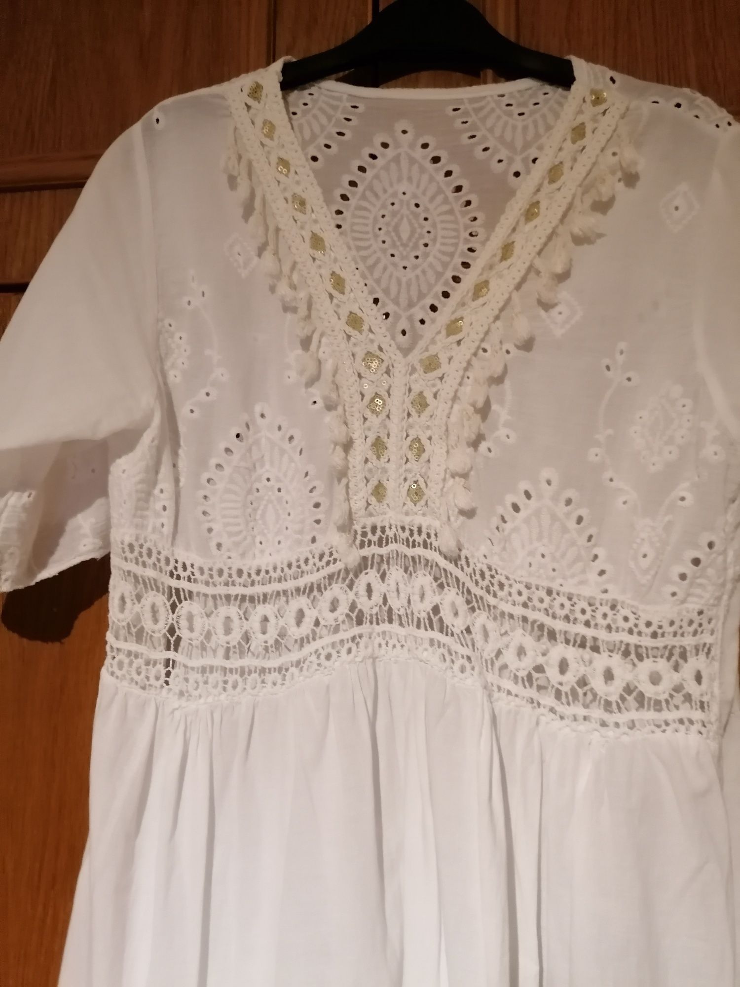 Blusa/vestido/túnica branca em algodão