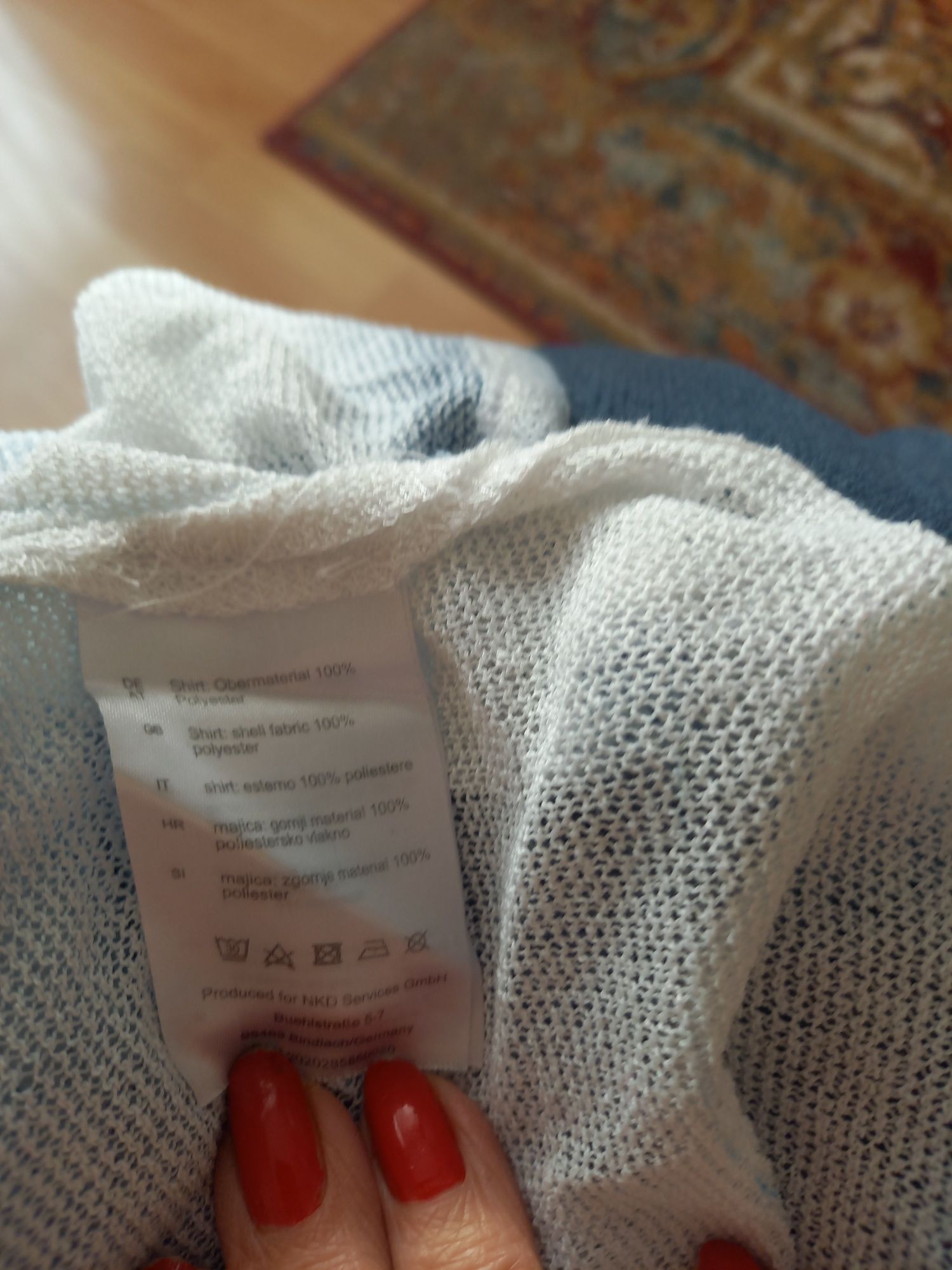 Granatowy cieniowany sweterek Collection rękaw 3/4 roz. M wypada na XL