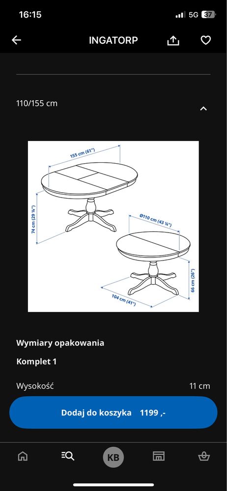 stół biały ikea INGATORP