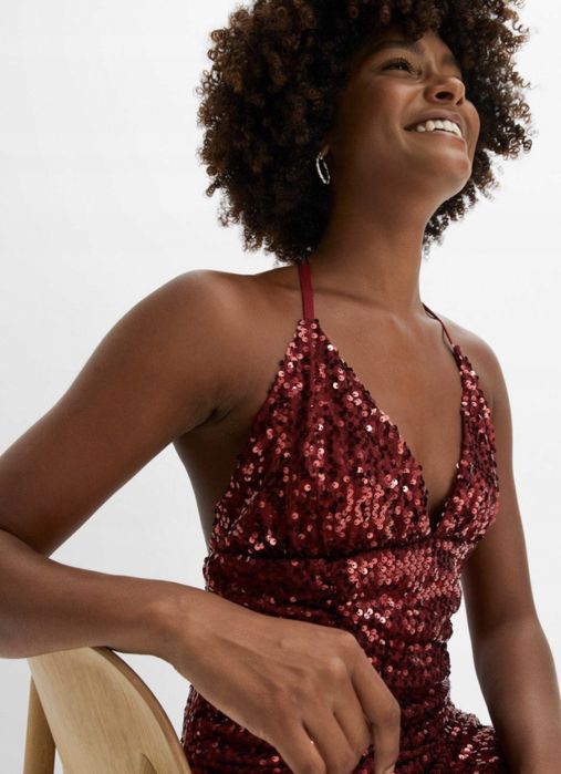 Piekna sukienka wieczorowa koktajlowa cekiny 36/38 bonprix