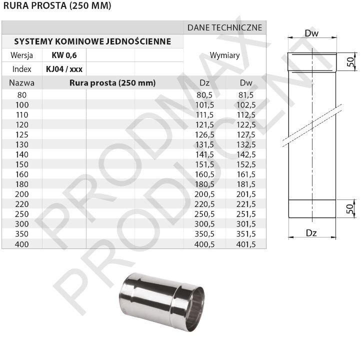 MEGA WYPRZEDAŻ!!! Rura matowa kwasoodporna 1mm fi 150 0,25mb PRODUCENT