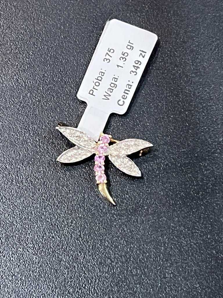 Broszka z rubinami i diamentami ''ważka'' pr375, 9k, 1.35gr/Komis