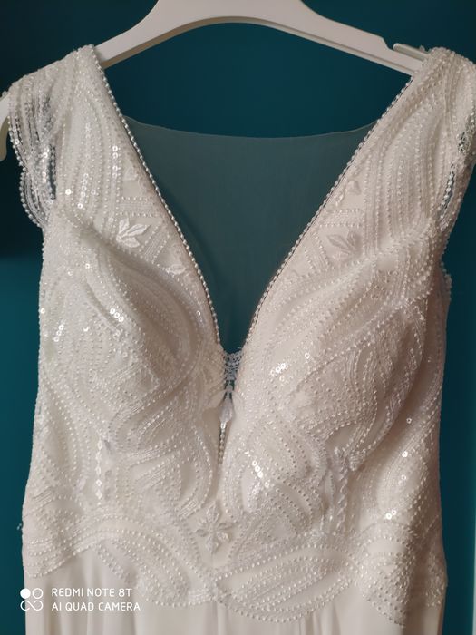Suknia Slubna-boho   rozmiar 38 ivory
