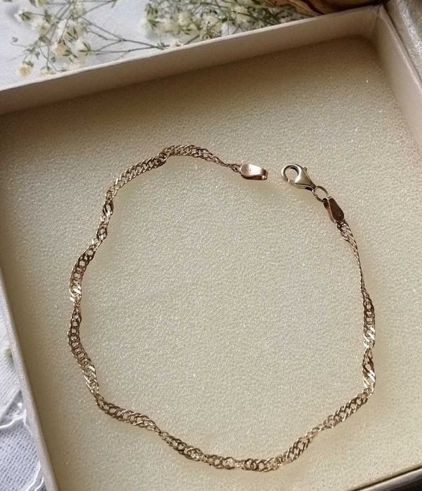 Złota 585 14ct 1,8 Gr bransoletka singapur złoto żółte