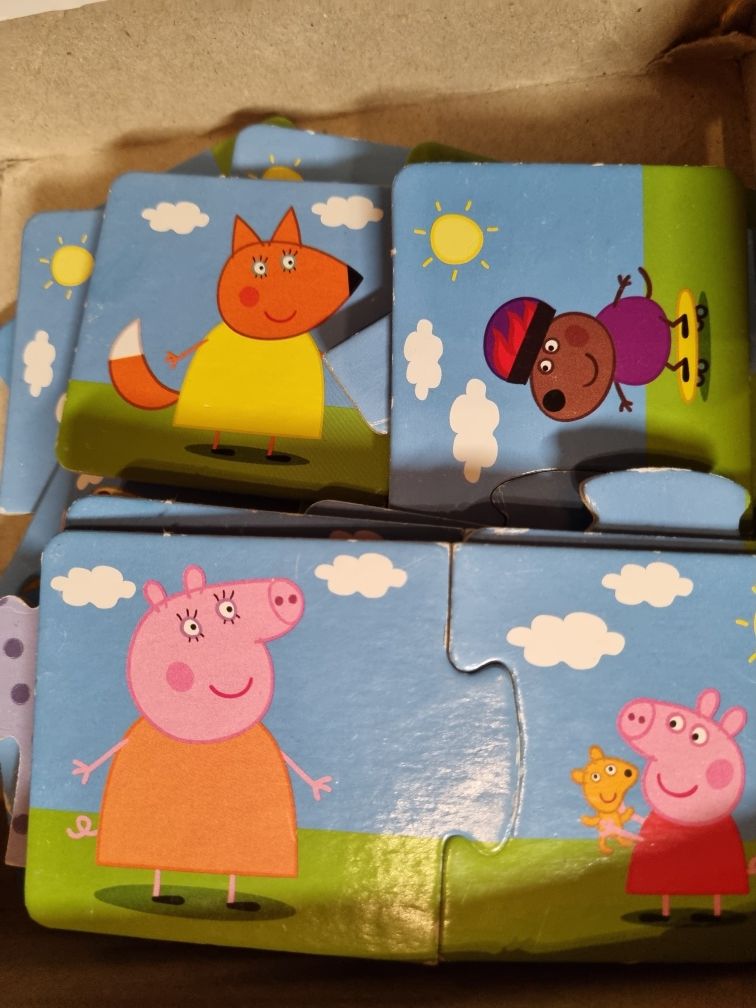 Komplet zestaw gier peppa pig, świnka peppa, puzzle, gra, układanka