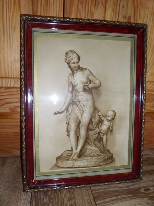 L.S. Boizot "Wenus i miłość" - stara reprodukcja w ramie za szkłem