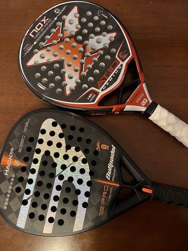 Raquetes padel Nox AT10 18k e Bullpadel Hack03