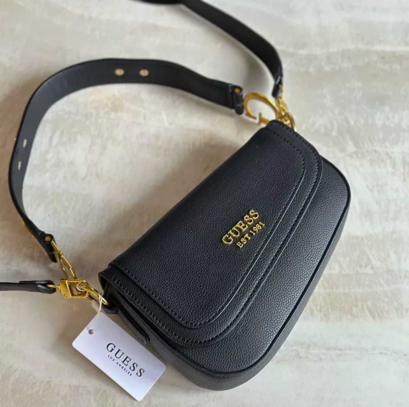 НОВИНКА Женская сумка Guess седло черного цвета геес