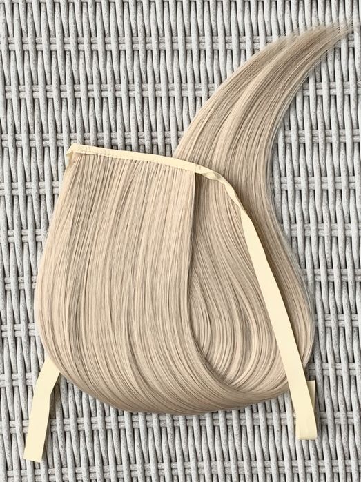Premium Ultra włosy doczepiane, popielaty blond, kucyk, treska 262.