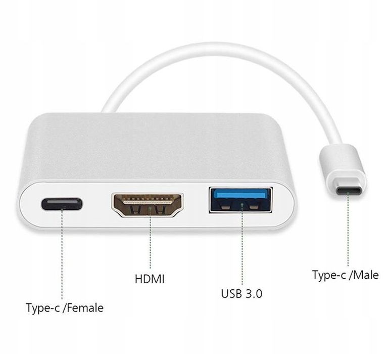 Adapter Kabel usb-c hdmi hub 3w1 usb typ c usb full hd mhl 4k xshop