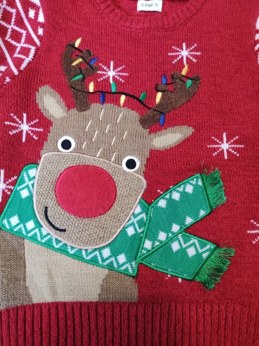Новий новорічний светр світи теплий червоний олень унісекс f&f