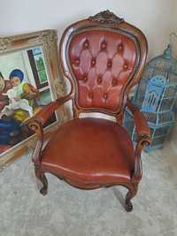 Fotel w stylu ludwikowskim skórzany fotel tron