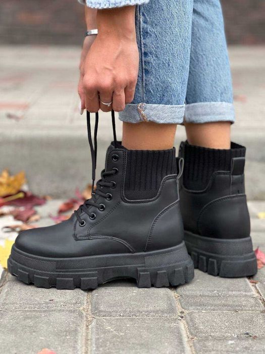 Черевики жіночі чорні (36-41) хутро зима, ботинки женские мех