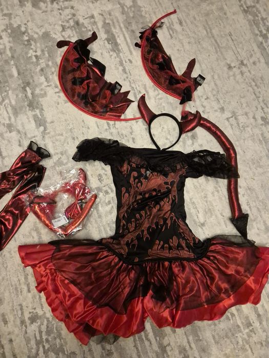 Хеллоуин Костюм дьяволицы Крылья, рожки, перчатки,гольфы,бабочка