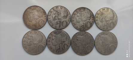 Zestaw monet srebrnych Austria 10 szylingów 8 sztuk srebro ag