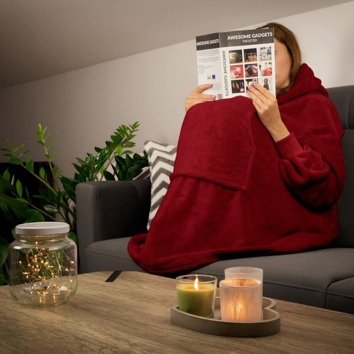 Bluzair Bluza Koc Oversize Kaptur Polska Jasny beż Jesień/Zima