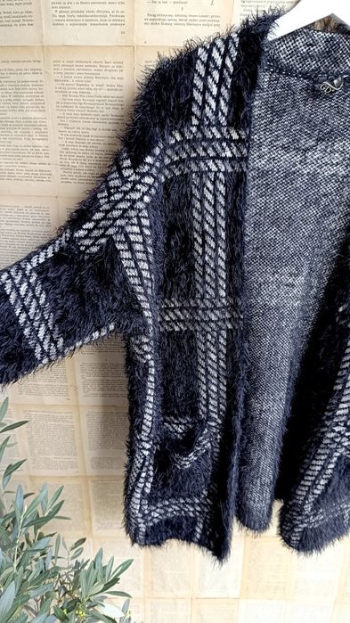 Sweter kardigan XL biust 60x2  '90s vintage hygge casual Shaggy lata '