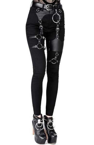 Spodnie RESTYLE harness goth killstar ring alternative disturbia