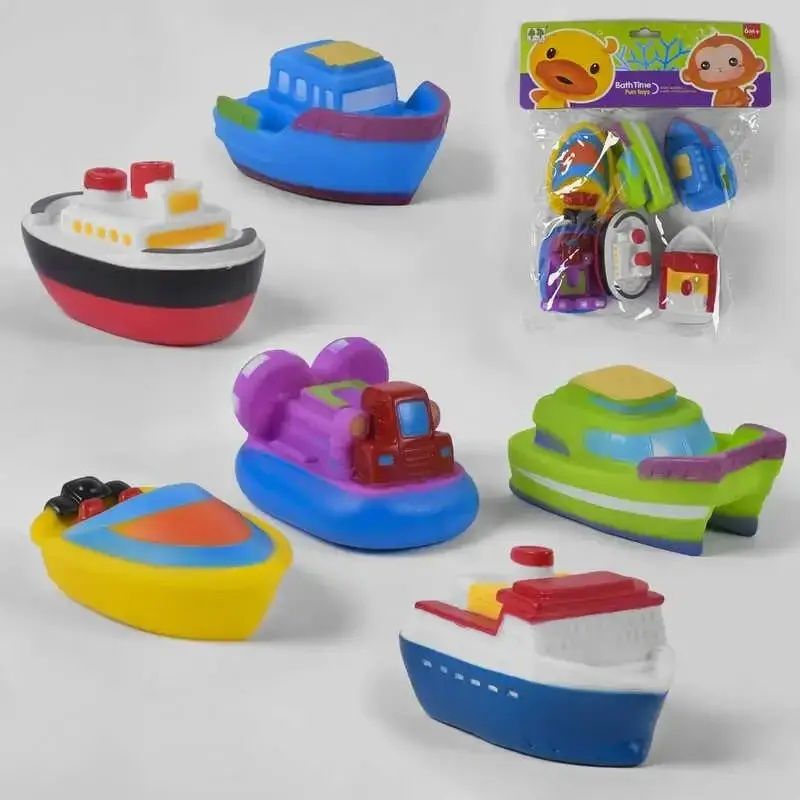 Игрушки с пищалкой в ванную для ребёнка!Кораблики!,6 штук в наборе